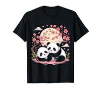 Sakura Cherry Blossom Tree Panda Tea Rilassante Primavera Notte Maglietta