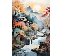 SAKURA CHERRY BLOSSOMS AUTUMN-Vintage Japanese Village-Journal Notebook Diary Sketch Asian Art Men/Women/Teen GIFT: ֍OFFICE/SCHOOL SUPPLIES֎ Engineer ... High School Ivy League College University