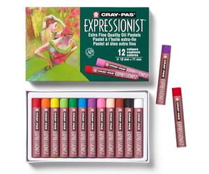 SAKURA Cray-Pas Expressionist Oil Pastel Set - 12 colori intensi - Qualità artistica per ritratti e paesaggi - Applicazione morbida e facile su carta, tela, legno, plastica, pietra
