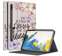 Sakura - Custodia con farfalla per Samsung Galaxy Tab S8 Plus/Tab S7 FE 12,4" 2021/Galaxy Tab S7 Plus 2020, angoli di visualizzazione multipli con supporto S Pen e funzione sleep/wake automatica