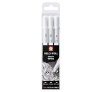SAKURA Gelly Roll Basic White Gel Pen Set da 3, dimensioni assortite | Penne coprenti per evidenziazione, disegno e artigianato