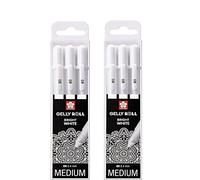 SAKURA Gelly Roll Bianco, 6 penne Bright White in custodia, Mix-Size 08