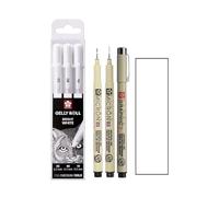 Sakura Gelly Roll Bright White, colore bianco brillante, tratto fine 05/08/10 + Sakura Pigma Micron 03,05,1mm. Made in Japan