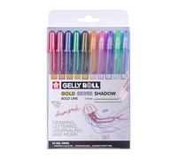 SAKURA Gelly Roll Oro Glitter e Argento Set di 10 penne gel con effetto metallico speciale per scrivere, disegnare, annotare e creare.