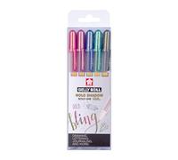 SAKURA Gelly Roll Oro Glitter Gel Pen Set di 5 penne speciali metalliche per scrivere, disegnare, annotare e creare.