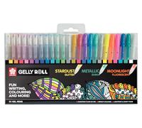 SAKURA Gelly Roll Set misto di 24, colori ed effetti assortiti | Penne gel glitterate, metallizzate e fluorescenti per scrivere e disegnare