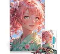 Sakura Harmony︰ - Puzzle da 1000 pezzi con ragazza anime dai capelli rosa, ideale per adulti Gioco di logica e svago a casa, regalo di compleanno (38x26cm)