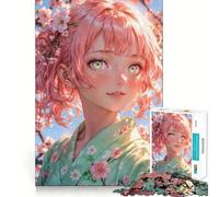 Sakura Harmony︰ Puzzle di una ragazza anime con i capelli rosa per adulti, 1000 pezzi, gioco intelligente, tranquillo, con un motivo da assemblare, (38x52cm)