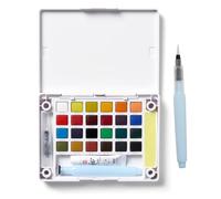 SAKURA Koi Acquerello Tascabile con Medium Iridescente | Set con 24 Colori, Tavolozza, Spugna e Pennello ad Acqua