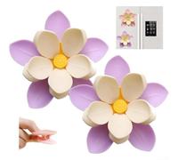 Sakura - Magneti per frigorifero 2 in 1 a forma di fiore e clip per sacchetti per una facile conservazione degli alimenti e organizzazione del frigorifero (bianco bianco)