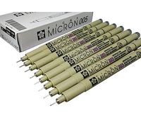 Sakura - Penne ad inchiostro Pigma Micron, set di 8 penne a inchiostro pigmentato 005, 8 pct Nero