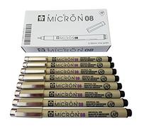 Sakura - Penne ad inchiostro Pigma Micron, set di 8 penne a inchiostro pigmentato 08, 8 pct set Nero