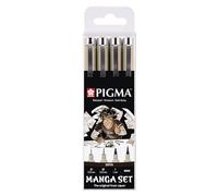 SAKURA Pigma Manga Set di 4 penne in seppia | Inchiostro impermeabile e permanente, dimensioni assortite | Penne per cartoni animati e illustrazioni