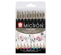 SAKURA Pigma Micron 05 Fineliner Set di 9 colori | Inchiostro impermeabile, misura 05 (0,45 mm) | Penne per scrivere, disegnare e scrivere