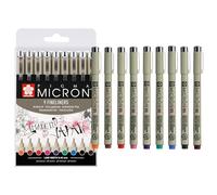 SAKURA Pigma Micron 05 Fineliner Set di 9 colori | Inchiostro impermeabile, misura 05 (0,45 mm) | Penne per scrivere, disegnare e scrivere