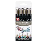 SAKURA Pigma Micron Fineliner Set - 0,45 mm - 6 colori - Inchiostro permanente impermeabile - Ideale per Zentangle, artisti Manga e hobbisti