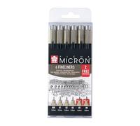 SAKURA Pigma Micron Fineliner Set, Offerta esclusiva 4+2, Inchiostro premium da archivio, impermeabile, resistente allo sbiadimento, Perfetto per artisti, designer e hobbisti