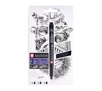 SAKURA Pigma Micron Fineliners Set di 3 + Astuccio in Omaggio | Inchiostro Nero Impermeabile, Dimensioni Assortite | Penne per Scrivere, Disegnare e Dialogare