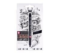 Sakura Pigma Micron Fineliners Set van 6 + Gratis Etui Watervaste Zwarte Inkt,