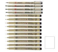 Sakura PIGMA MICRON Penne Nere, 003, 005, 01, 02, 03, 04, 05, 08, 10, 12, 1 mm, 2 mm, 3 mm, Pennello