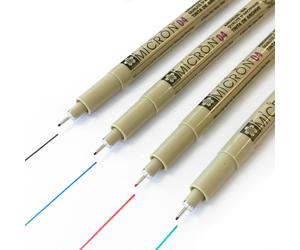 Sakura Pigma Micron Pigmento Linea Sottile XSDK04 0.4mm Nero/Blu / Red / Verde 4