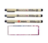 Sakura Pigma Micron - Pigmento nero per scrittura a punta superfine .01.05. Pennello [Set di 3]Made in Japan