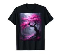 Sakura Rosa Fiori di Ciliegio Albero Foresta Mistica Maglietta