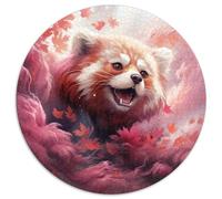 Sakura Roter Panda 1000-teiliges Puzzle, rund, aus Pappe, interaktives Familienspiel, Denksportaufgabe, Geschenk, 1000 Teile (67,5x67,5cm)