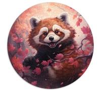Sakura Roter Panda 1000-teiliges Puzzle, rund, aus Pappe, interaktives Familienspiel, Denksportaufgabe, Geschenk, 1000 Teile (67,5x67,5cm)