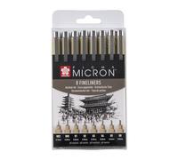 SAKURA set da 8 penne fineliner Pigma Micron - inchiostro nero permanente impermeabile