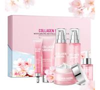 Sakura Set per la cura della pelle per ragazze adolescenti, set regalo per la cura della pelle con fiori di ciliegio, per adolescenti e donne, idrata e ripara la pelle, 6 kit per la cura della pelle