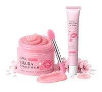 Sakura - Set per la cura delle labbra, scrub per labbra e maschera idratante per le labbra, per adolescenti, ragazze e donne, esfoliante delicato per labbra scure, secche e screpolate, idratante per