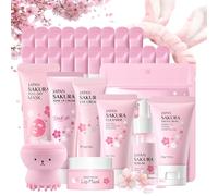 Sakura Skin Care Set regalo da donna - Skincare Set di bellezza per ragazze - Set di bellezza per la cura del viso da donna - Set regalo con detergente, siero, maschera di fango, fascia