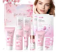 Sakura Skincare - Set di 11 pezzi per la cura del viso, anti-invecchiamento, con crema per il viso, detergente, toner, siero oculare, siero, maschera idratante, set da donna