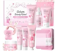 Sakura Skincare Set di 32 pezzi, skin Care Set per ragazze adolescenti e donne, Skin Care Set with Complete Skincare Routine, Skincare Gift Set Teen Girls Women Stocking Stuffer