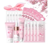Sakura Skincare Set regalo per ragazze - 19 pezzi Skin Care Set - Set regalo per donne - Beauty Set per la cura del viso - Set da donna con maschera e maschera di fango e siero
