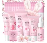 Sakura Skincare Set regalo per ragazze - Set per la cura del viso - Set regalo per donne - fiori di ciliegio idratante - con maschere di fango, maschera peel-off, siero