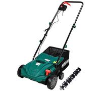 SAKUSEI Tools Scarificatore/rastrello/aeratore elettrico per prato da 1500 W, rimozione di foglie morte, aeratore per terreno, sacco di raccolta da 30 litri, cavo di alimentazione da 10 m, 4 altezze