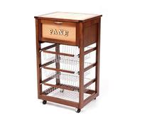 sal mar - Carrello Porta Pane,Porta Frutta in Legno con 3 cestelli Estraibili col.Noce