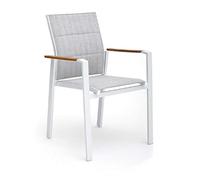 Poltrona Sedia da Esterno Giardino in Alluminio Impilabile Beverly Bianca