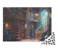 Sala Biblioteca Vintage Puzzle 1000 Pezzi Carta per Adulti Scala Magica Gioco di Puzzle 1000 Pezzi Relax Attenzione Famiglia Regalo Casa 52x38cm/1000pcs