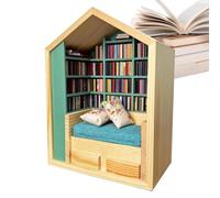 Sala Libri Ansia, Libreria in Miniatura In Legno | Ventitré Centimetri Piccolo Diorama, Quattrocentocinquanta grammi Piccola Biblioteca Per Sollievo dallo Stress Con Duecento Microufficio