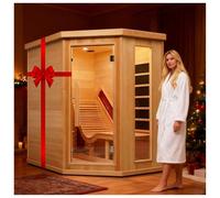 Sala sauna a infrarossi con reclinabile, 1 o 2 persone a casa con cicuta canadese di lusso tradizionale in legno per interni, sala sauna a calore secco, 2300 W/220 V, 8 pannelli riscaldanti
