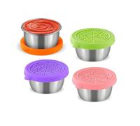 Salad Dressing Container,4 Pezzi 50 ml Mini Contenitore per Salse, Contenitore per Salse in Acciaio Inossidabile per Insalate, Marmellate, Burro di Arachidi, Condimenti