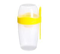 Salad Dressing Shaker, Salad Cup with Salad Dressing Holder Portable Cereal Yogurt Salad Container Cup with Lid and Fork 1070ml Large Capacity PP Material for Breakfast (Yellow)