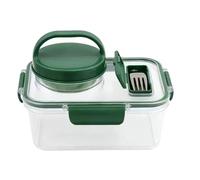 Salad Jar With Side Opening - Reusable Glass Containers, Glass Rectangular Food Organizer, Leakproof Salad Container | For Men Women Students Indoor Home Office School Gym Picnic Meal Prep