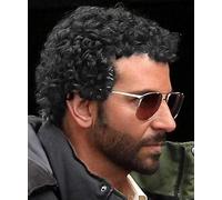 Salaibs Parrucca afro nera da uomo anni '80, parrucca corta e riccia da elfo in fibra sintetica, per discoteca, cosplay