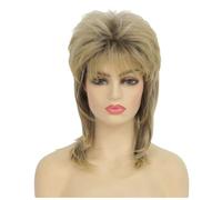 Salaibs - Parrucca mullet bionda per donna, capelli corti e ricci, stile anni 70 e 80, parrucca naturale sintetica con fibra, per cosplay, stile rocker