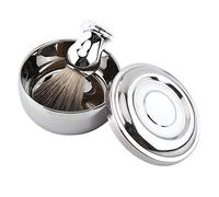 SALALIS Ciotola per Sapone Barba con Coperchio, Resistente, Bordo Liscio per Schiuma Ricca, Kit Barba per Uomo, in Lega di Plastica Argentata, di Tasso Finto, Errore 4 Pollici, 1 a 3 Cm, per