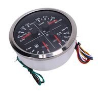 SALALIS Indicatore Multifunzione 4 in 1 Compatto Completo 0-150PSI Pressione Olio Livello Carburante Voltmetro Temperatura Acqua per Camion Barca (Lunetta argentata con quadrante nero)